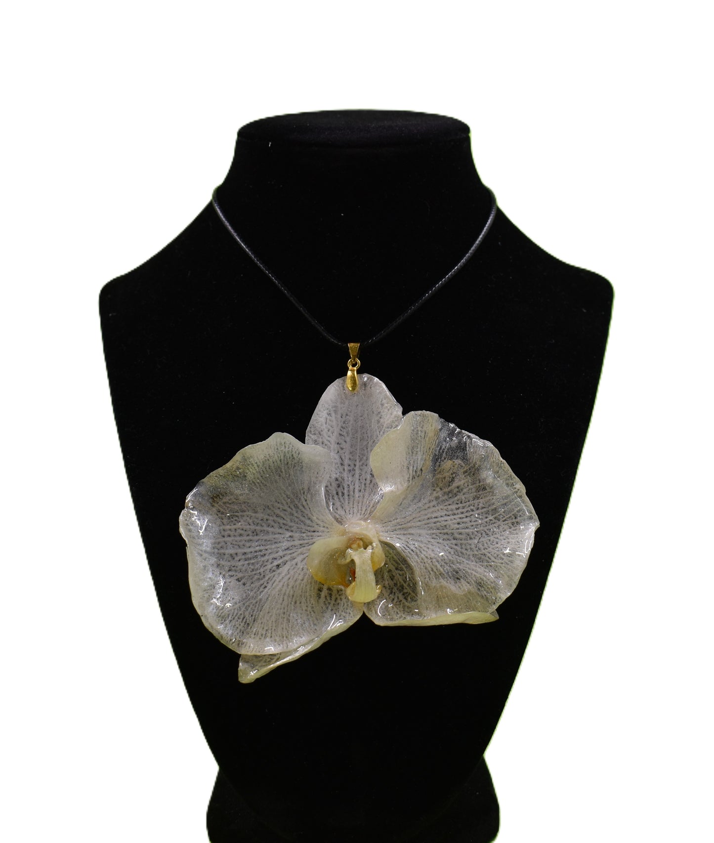 White Orchid Necklace – Real Orchid in Clear Resin Pendant, Handmade Botanical Jewelry