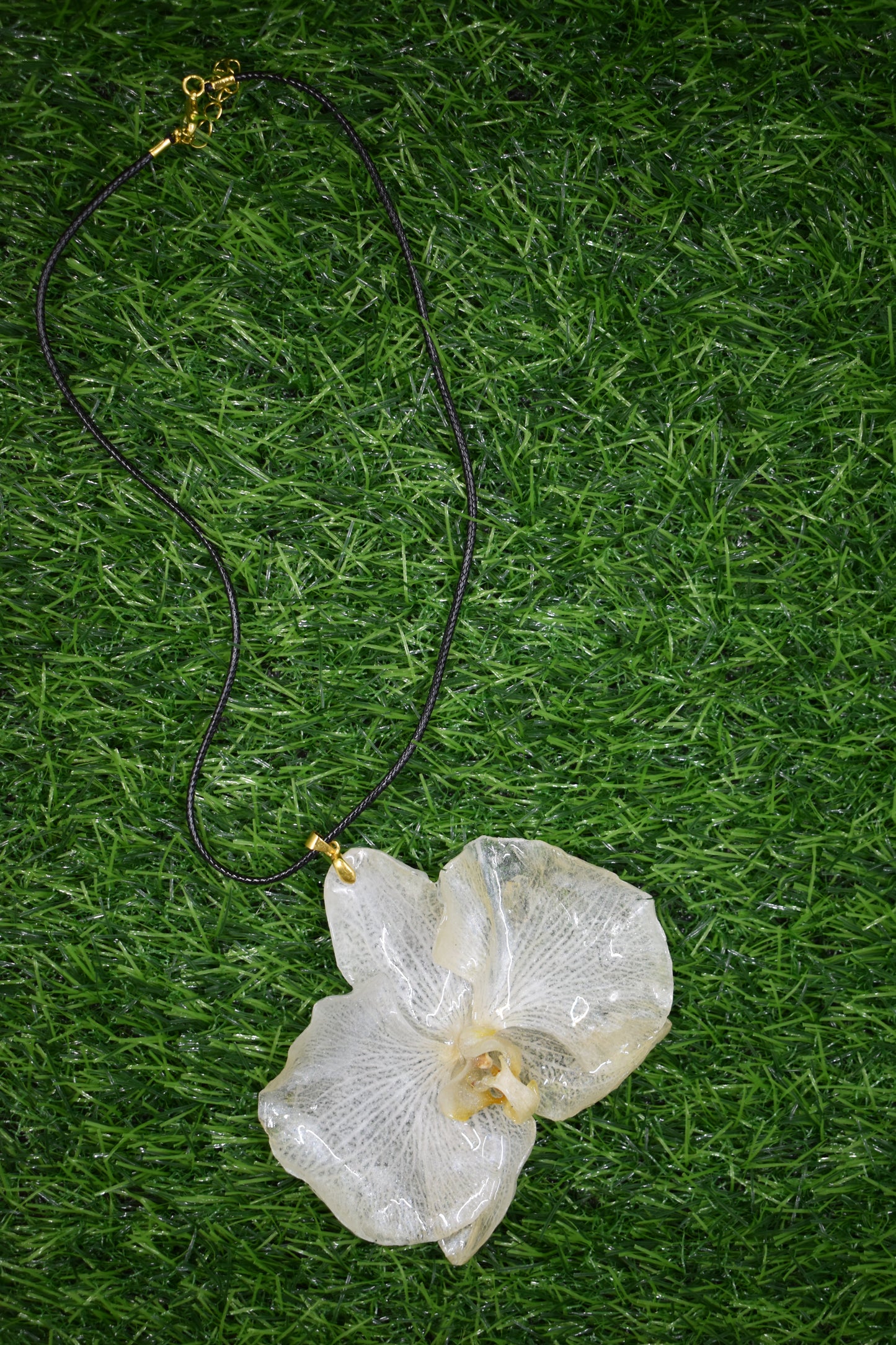 White Orchid Necklace – Real Orchid in Clear Resin Pendant, Handmade Botanical Jewelry