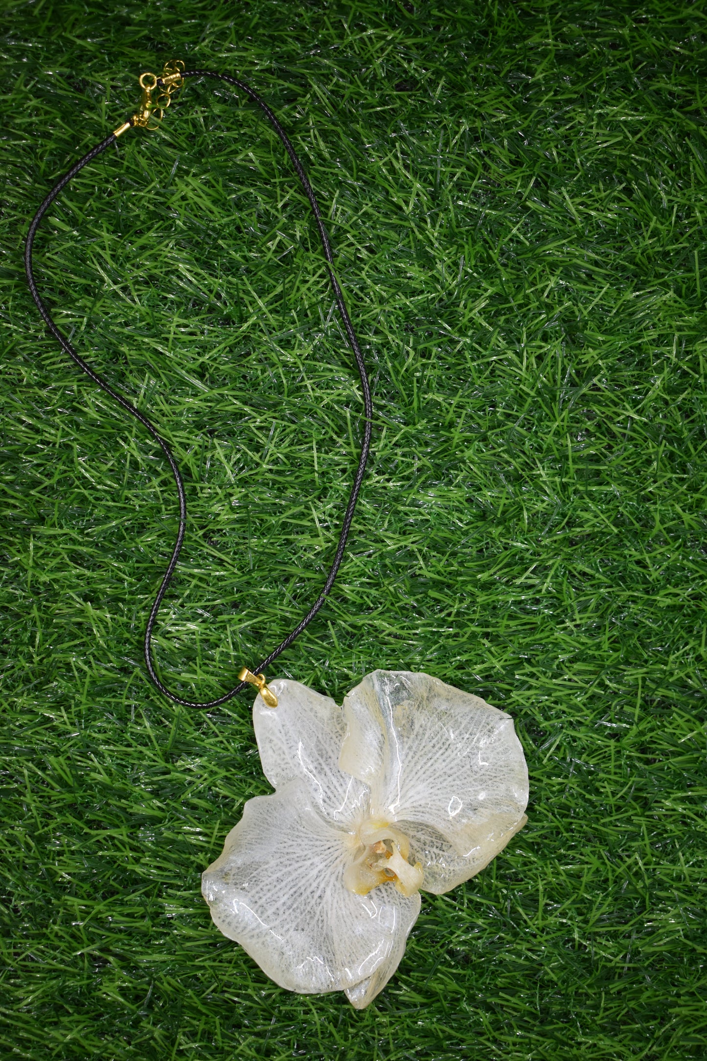 White Orchid Necklace – Real Orchid in Clear Resin Pendant, Handmade Botanical Jewelry