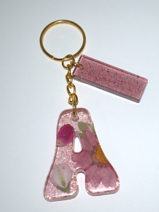 Pink Letter A Keychain