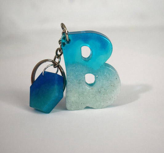 Epoxy Letter B Keychain: A Cozy Seaside Keepsake