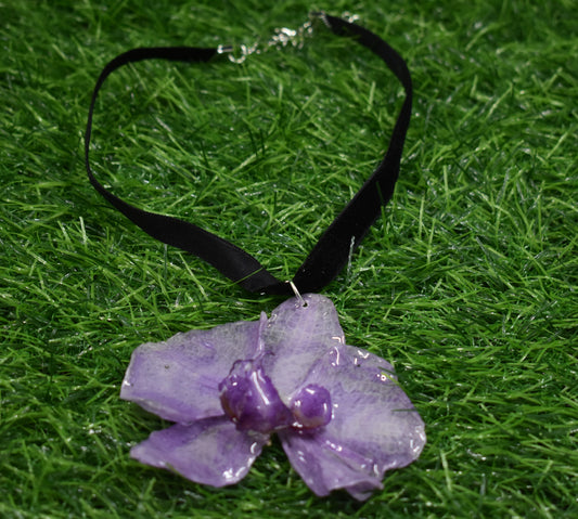 Real Orchid Choker • Resin Flower Necklace • Botanical Jewelry • Boho Statement Necklace • Nature Gift for Her